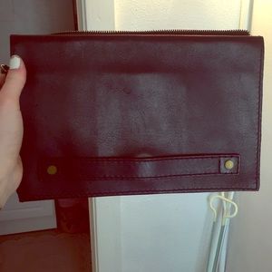 Black leather Madewell clutch